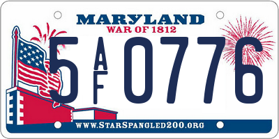 MD license plate 5AF0776