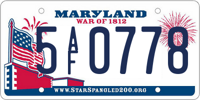 MD license plate 5AF0778