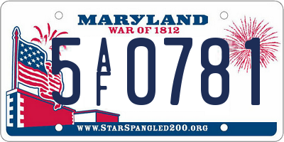 MD license plate 5AF0781