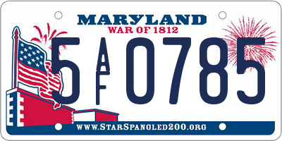 MD license plate 5AF0785