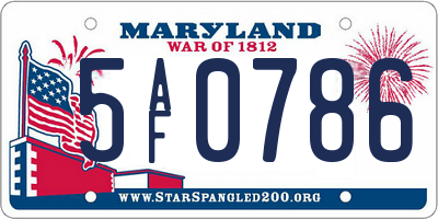 MD license plate 5AF0786