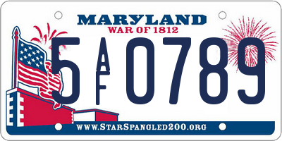 MD license plate 5AF0789