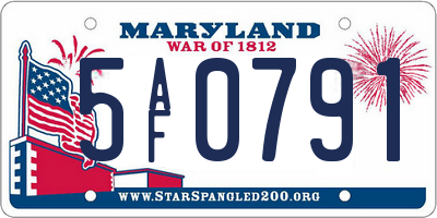 MD license plate 5AF0791