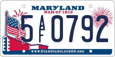 MD license plate 5AF0792