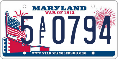 MD license plate 5AF0794
