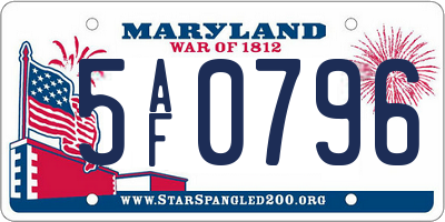 MD license plate 5AF0796