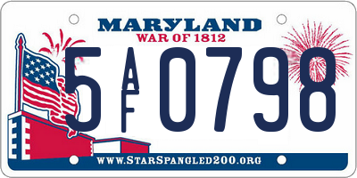 MD license plate 5AF0798