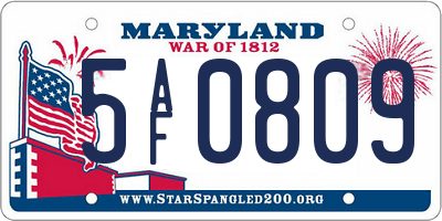 MD license plate 5AF0809
