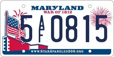 MD license plate 5AF0815