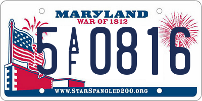 MD license plate 5AF0816