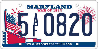 MD license plate 5AF0820