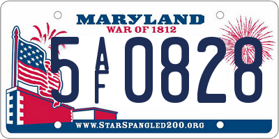 MD license plate 5AF0828