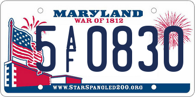MD license plate 5AF0830