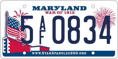 MD license plate 5AF0834
