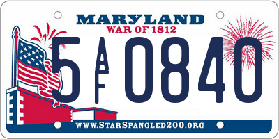 MD license plate 5AF0840