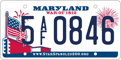 MD license plate 5AF0846