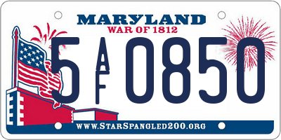 MD license plate 5AF0850