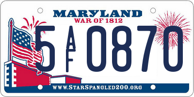 MD license plate 5AF0870