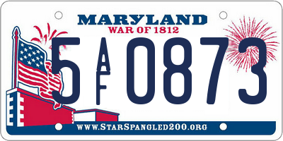 MD license plate 5AF0873