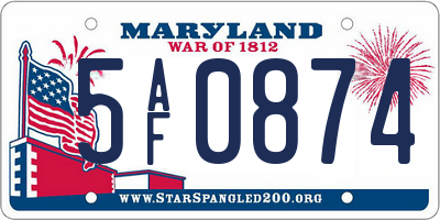 MD license plate 5AF0874