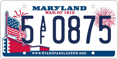 MD license plate 5AF0875