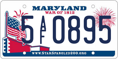 MD license plate 5AF0895