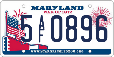 MD license plate 5AF0896