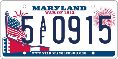 MD license plate 5AF0915