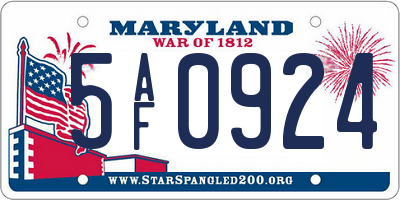 MD license plate 5AF0924
