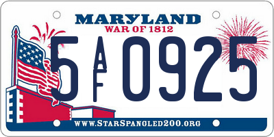MD license plate 5AF0925