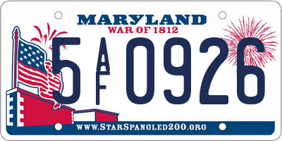 MD license plate 5AF0926
