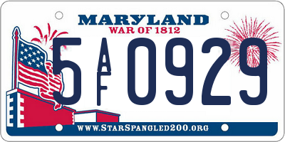 MD license plate 5AF0929