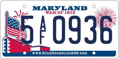 MD license plate 5AF0936