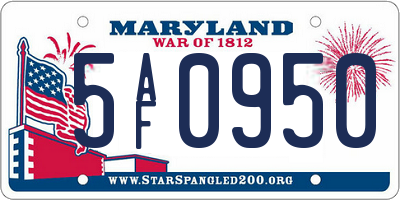 MD license plate 5AF0950