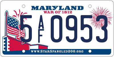 MD license plate 5AF0953