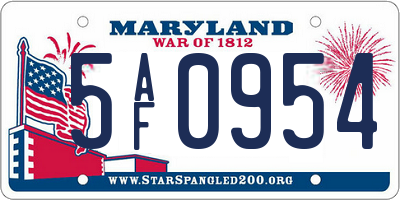 MD license plate 5AF0954