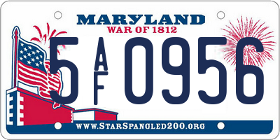 MD license plate 5AF0956