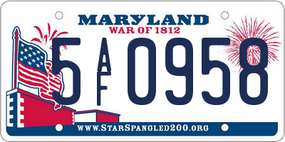 MD license plate 5AF0958