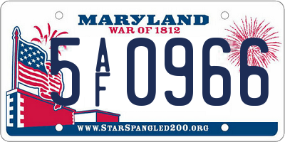 MD license plate 5AF0966