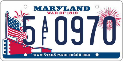 MD license plate 5AF0970