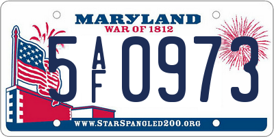 MD license plate 5AF0973