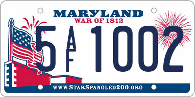 MD license plate 5AF1002