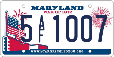 MD license plate 5AF1007