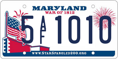 MD license plate 5AF1010