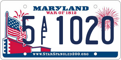 MD license plate 5AF1020