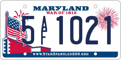 MD license plate 5AF1021