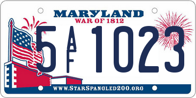 MD license plate 5AF1023