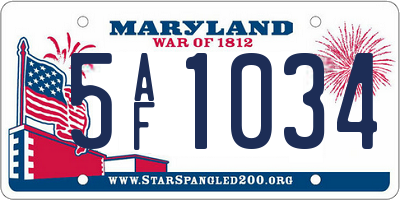 MD license plate 5AF1034