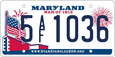 MD license plate 5AF1036