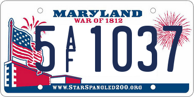 MD license plate 5AF1037